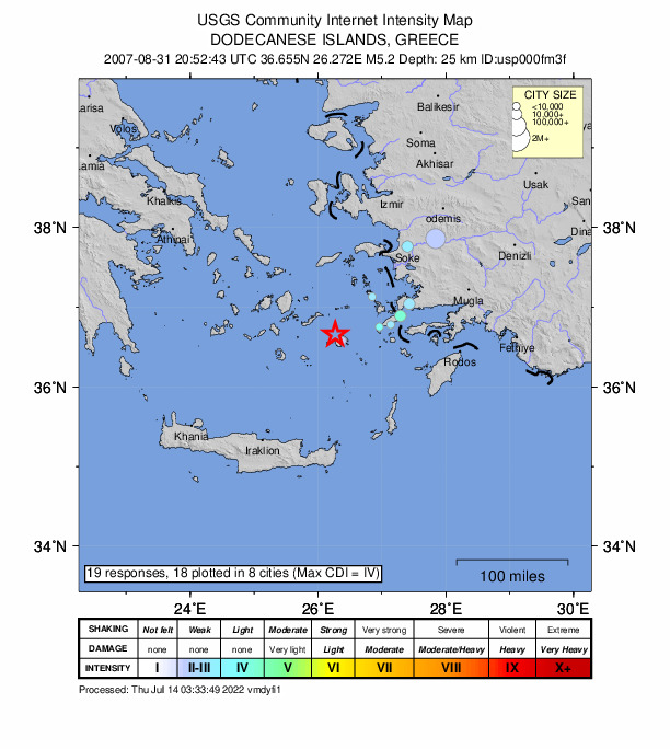 Did You Feel It? map: shaking reported by the public