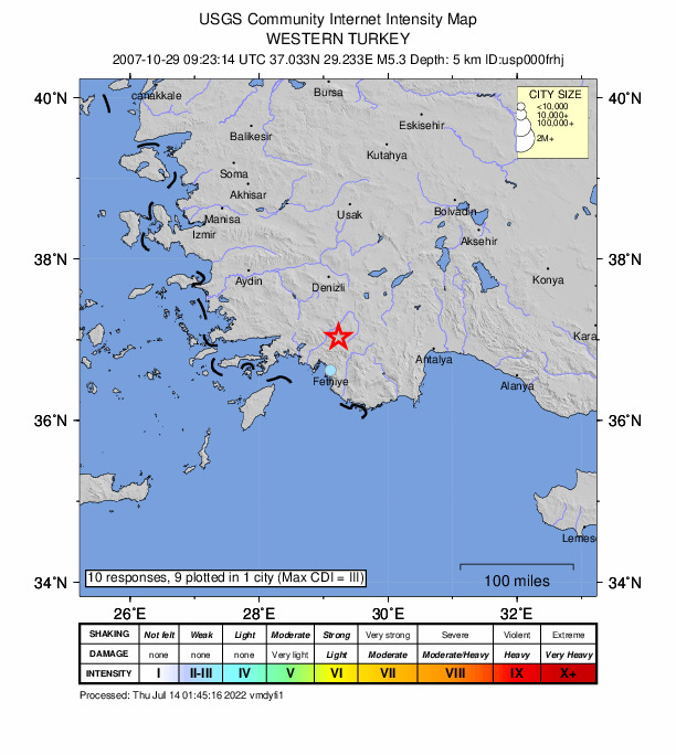 Did You Feel It? map: shaking reported by the public