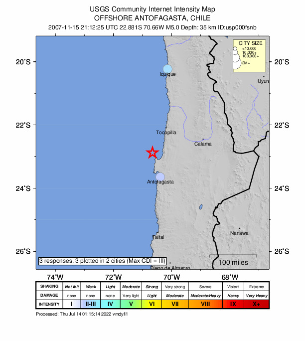 Did You Feel It? map: shaking reported by the public