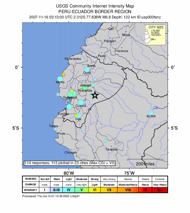 Did You Feel It? map: shaking reported by the public