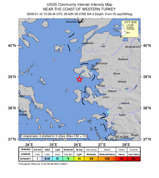 Did You Feel It? map: shaking reported by the public