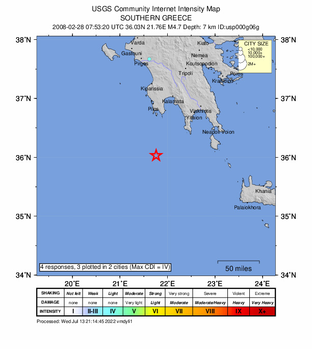 Did You Feel It? map: shaking reported by the public