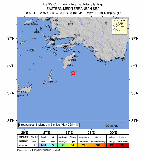 Did You Feel It? map: shaking reported by the public