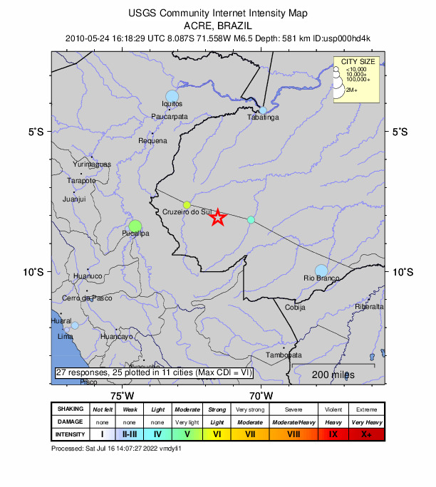 Did You Feel It? map: shaking reported by the public