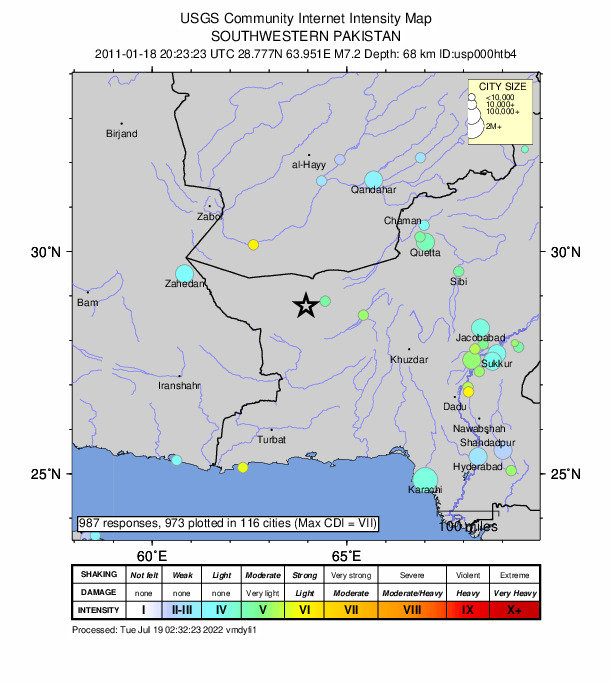 Did You Feel It? map: shaking reported by the public