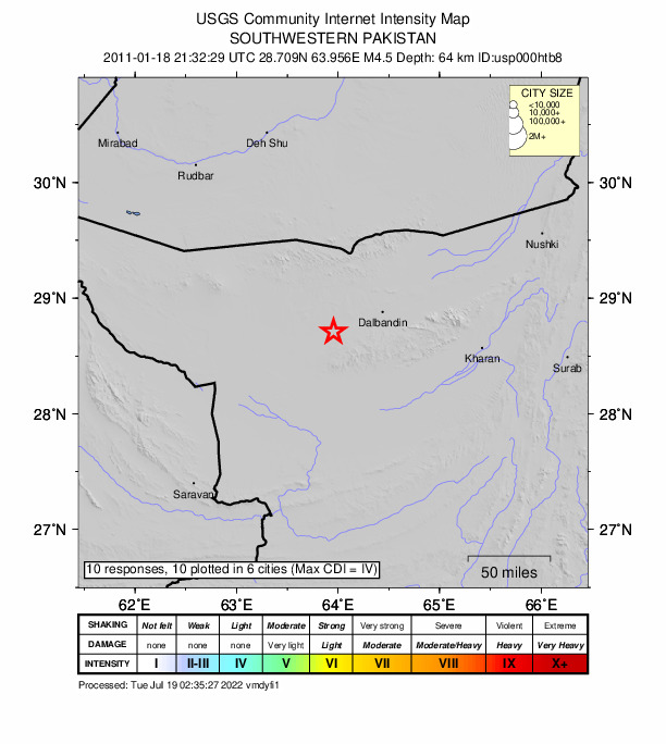Did You Feel It? map: shaking reported by the public