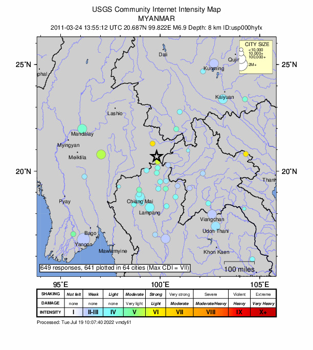 Did You Feel It? map: shaking reported by the public