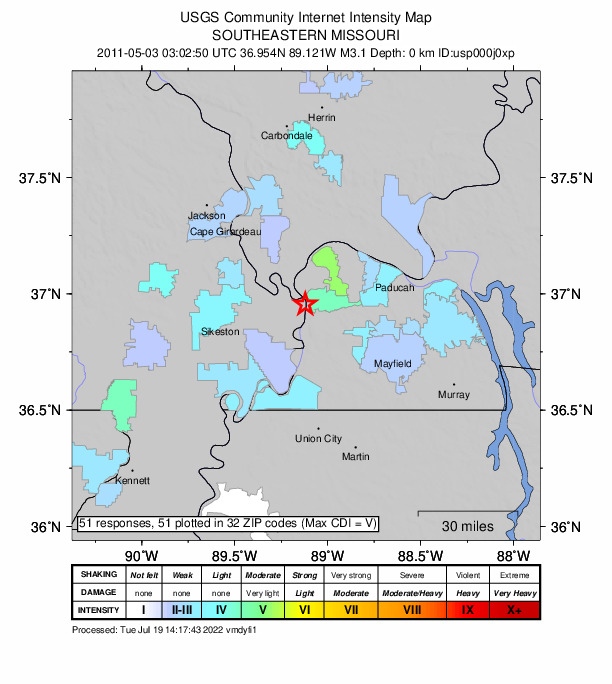 Did You Feel It? map: shaking reported by the public