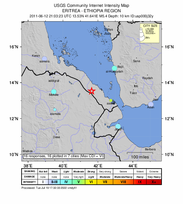 Did You Feel It? map: shaking reported by the public