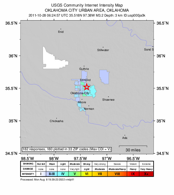 Did You Feel It? map: shaking reported by the public