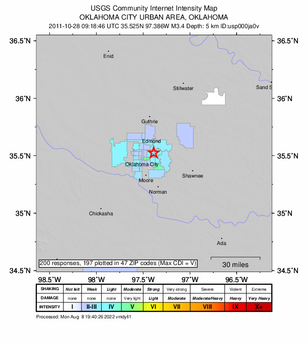 Did You Feel It? map: shaking reported by the public
