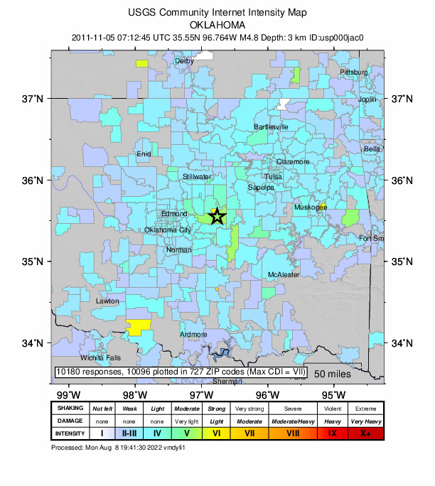 Did You Feel It? map: shaking reported by the public
