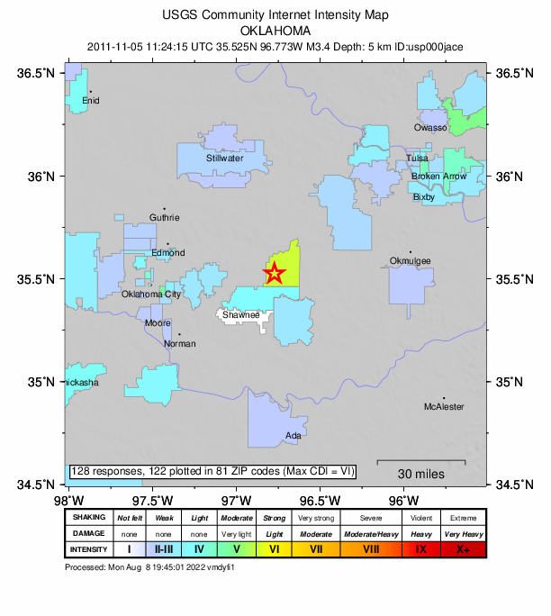 Did You Feel It? map: shaking reported by the public