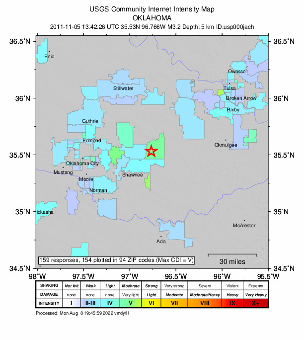 Did You Feel It? map: shaking reported by the public