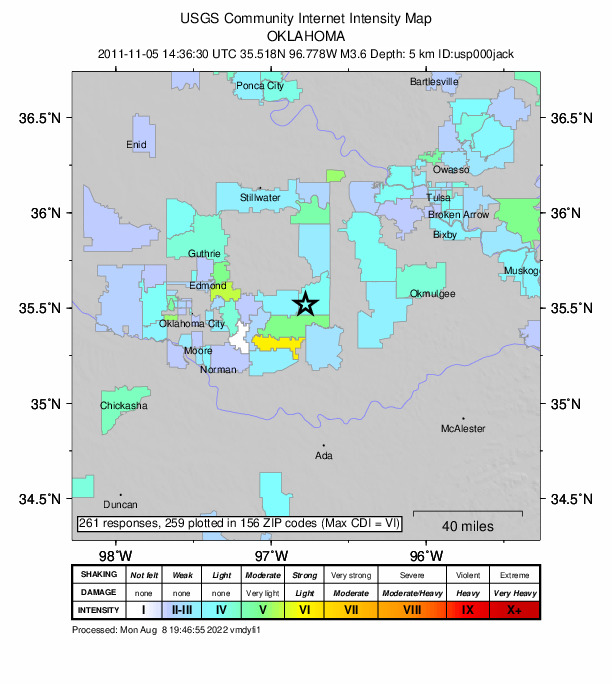 Did You Feel It? map: shaking reported by the public