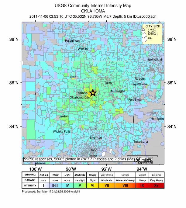 Did You Feel It? map: shaking reported by the public