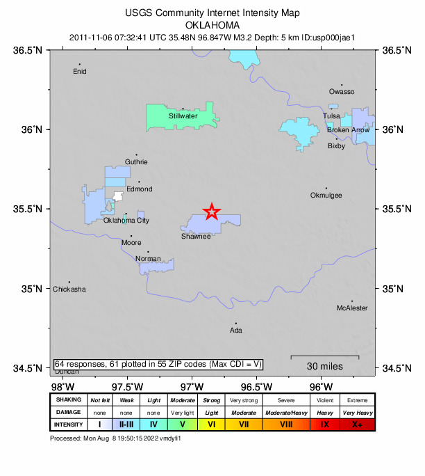 Did You Feel It? map: shaking reported by the public