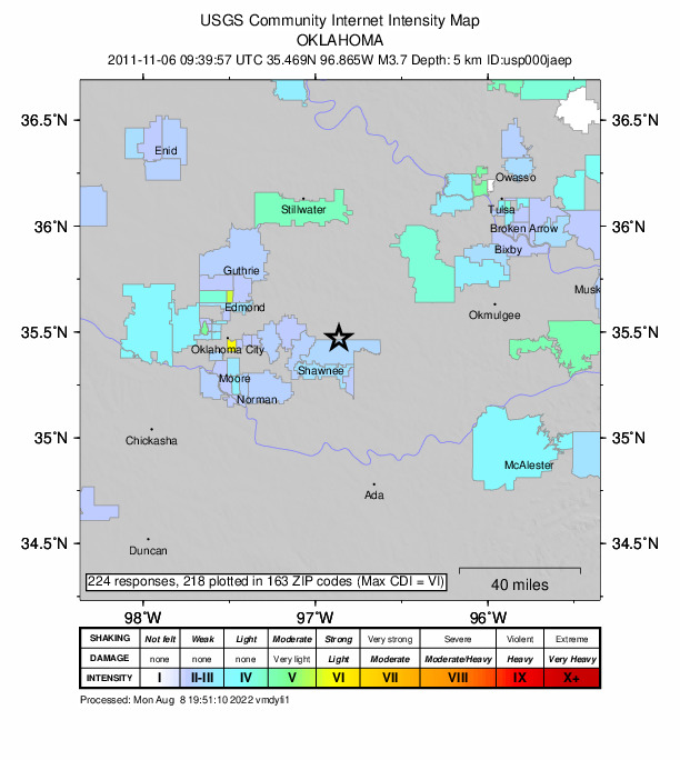 Did You Feel It? map: shaking reported by the public