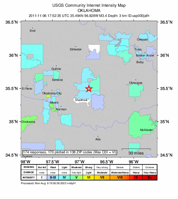 Did You Feel It? map: shaking reported by the public