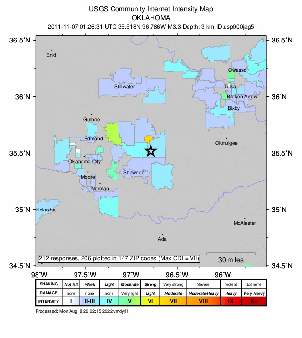 Did You Feel It? map: shaking reported by the public