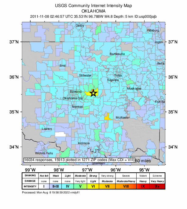 Did You Feel It? map: shaking reported by the public
