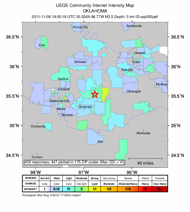 Did You Feel It? map: shaking reported by the public