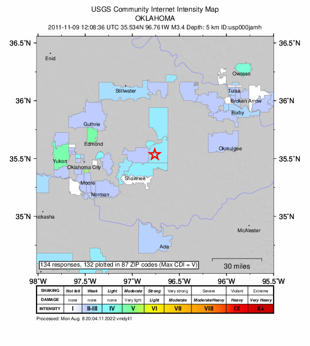 Did You Feel It? map: shaking reported by the public