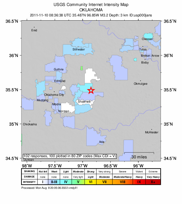 Did You Feel It? map: shaking reported by the public