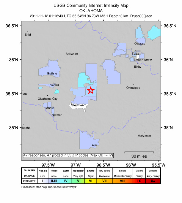 Did You Feel It? map: shaking reported by the public