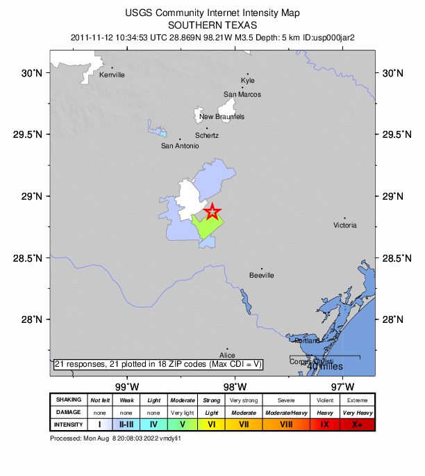 Did You Feel It? map: shaking reported by the public