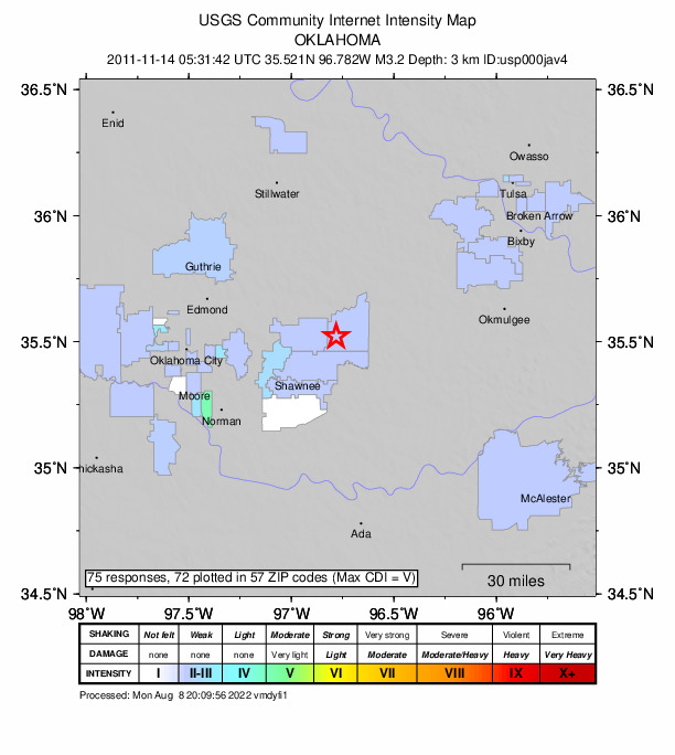 Did You Feel It? map: shaking reported by the public