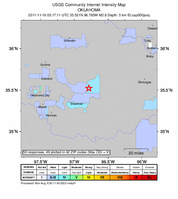 Did You Feel It? map: shaking reported by the public