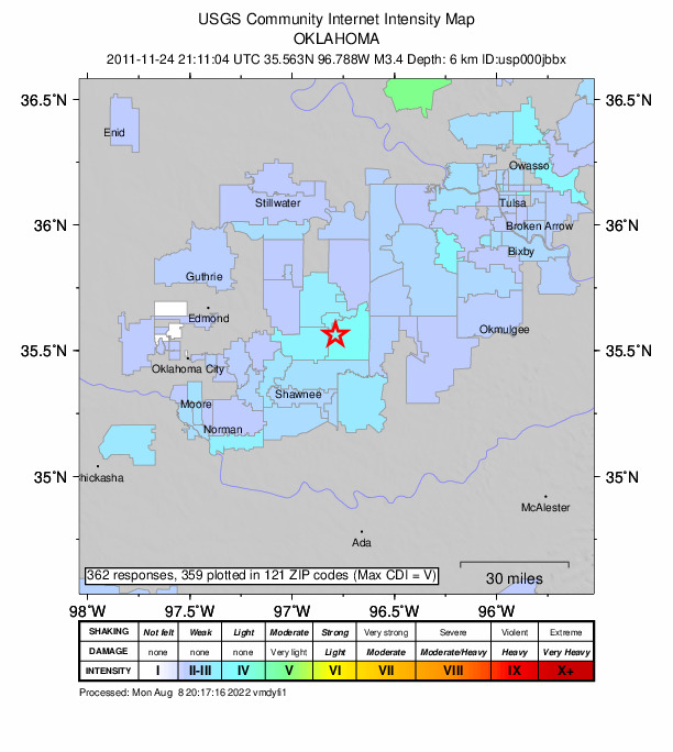Did You Feel It? map: shaking reported by the public