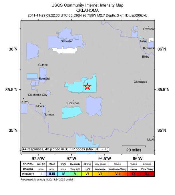 Did You Feel It? map: shaking reported by the public