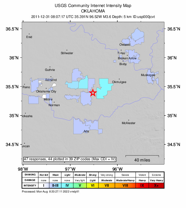 Did You Feel It? map: shaking reported by the public