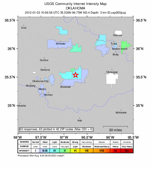 Did You Feel It? map: shaking reported by the public