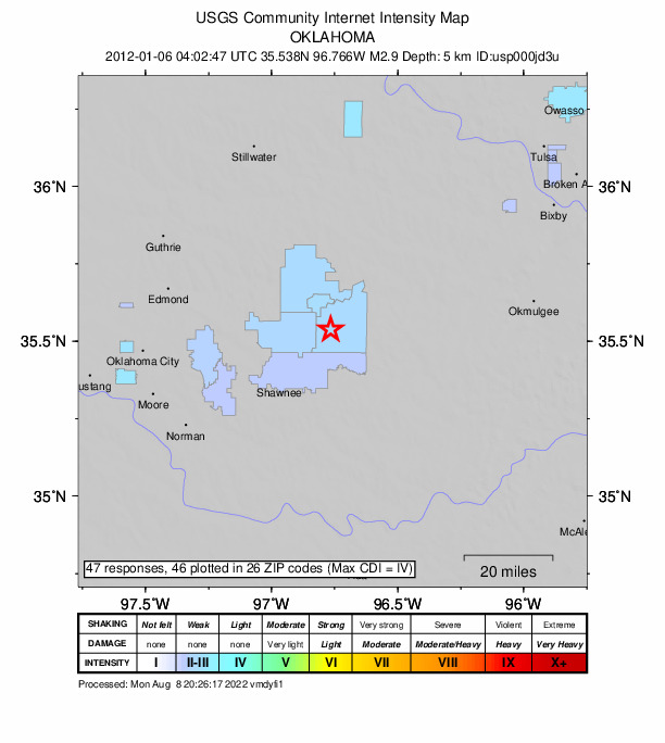 Did You Feel It? map: shaking reported by the public