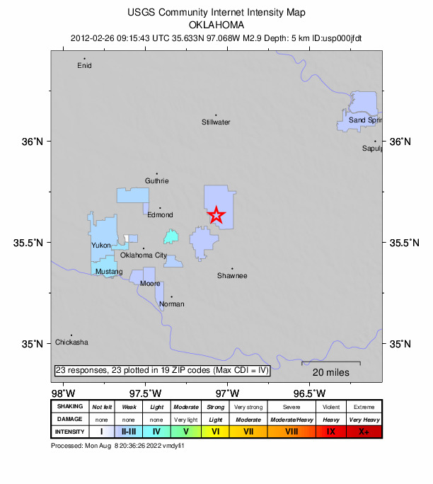 Did You Feel It? map: shaking reported by the public