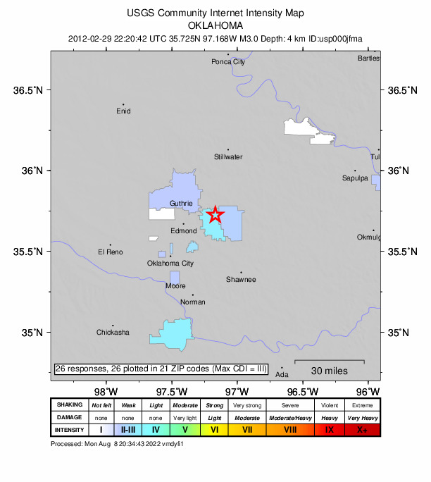 Did You Feel It? map: shaking reported by the public