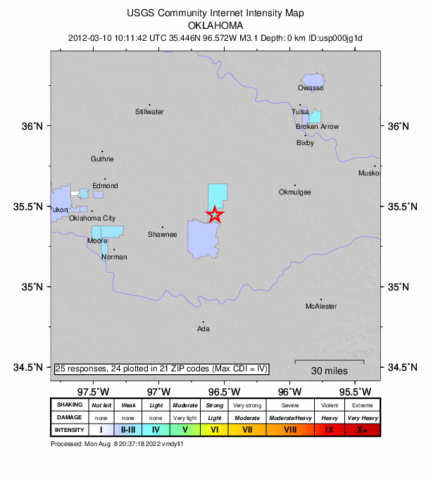Did You Feel It? map: shaking reported by the public