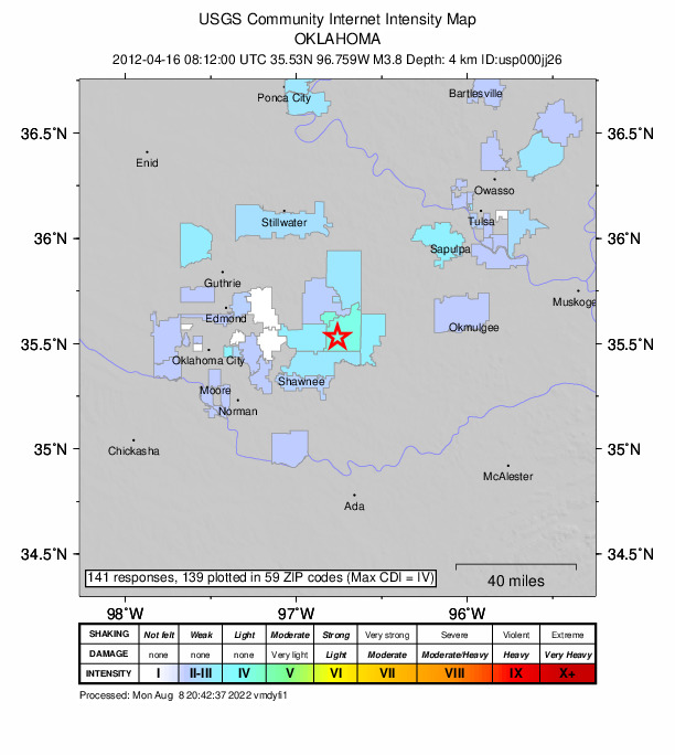 Did You Feel It? map: shaking reported by the public