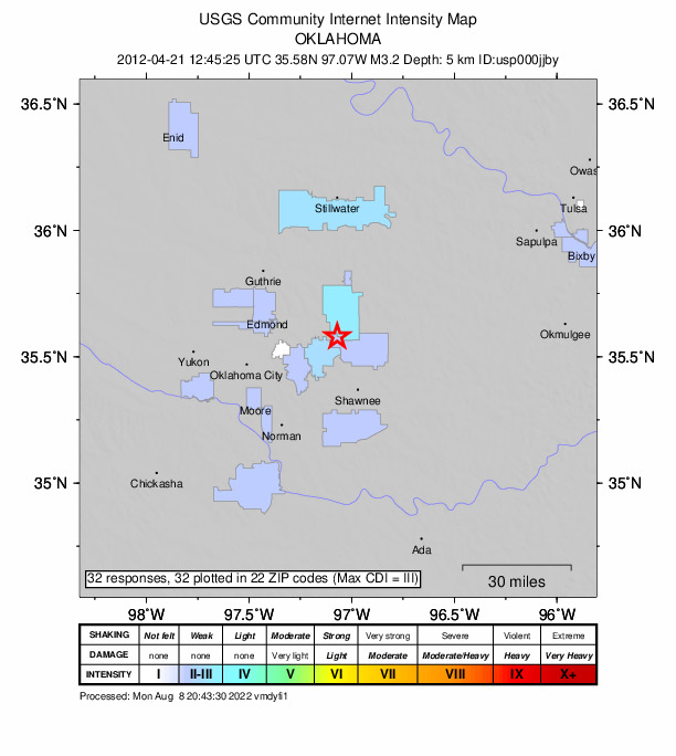 Did You Feel It? map: shaking reported by the public