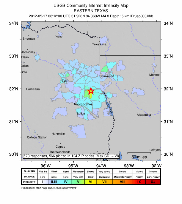 Did You Feel It? map: shaking reported by the public