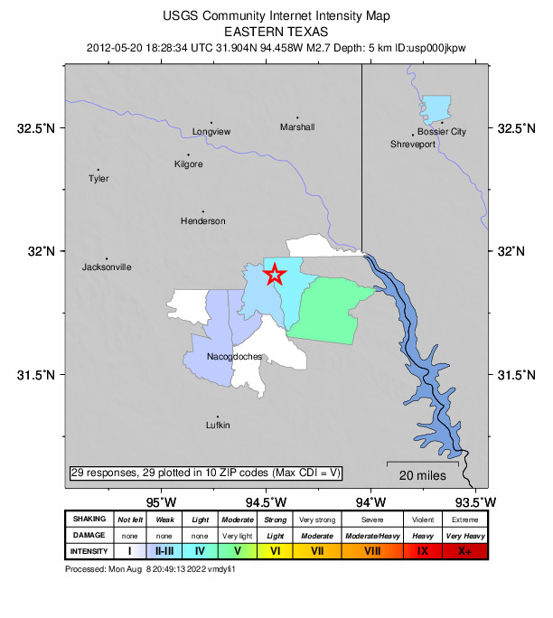 Did You Feel It? map: shaking reported by the public