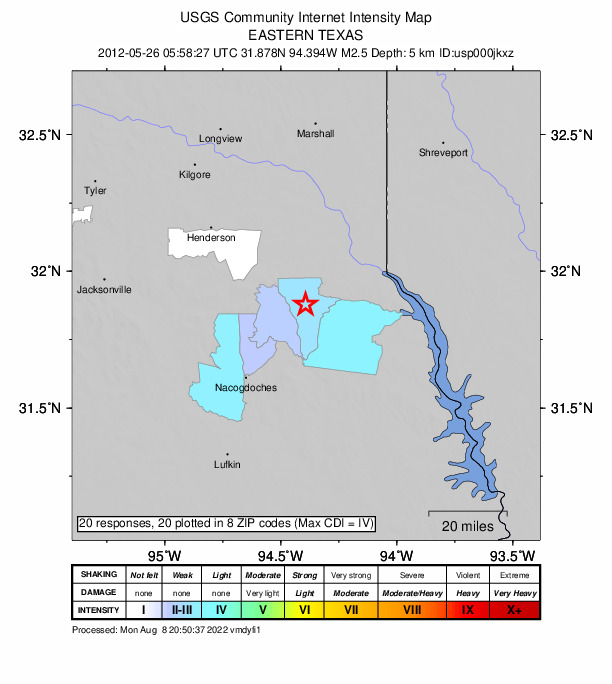 Did You Feel It? map: shaking reported by the public