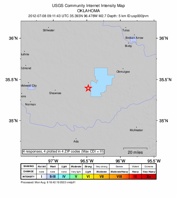 Did You Feel It? map: shaking reported by the public