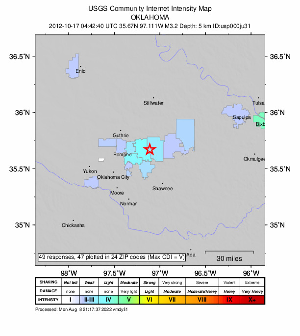 Did You Feel It? map: shaking reported by the public