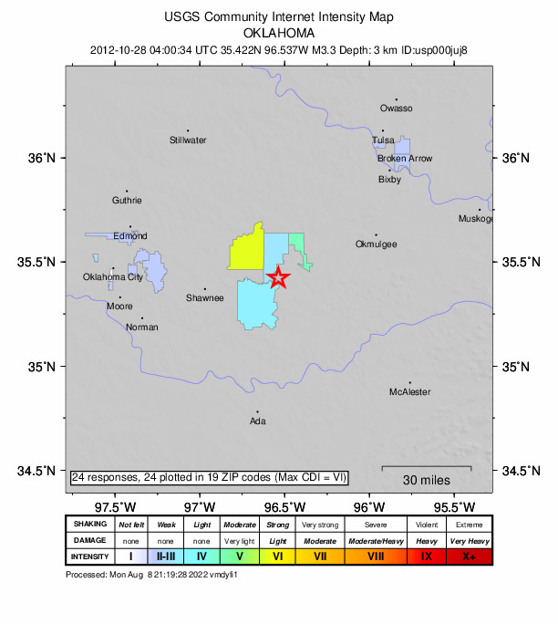 Did You Feel It? map: shaking reported by the public