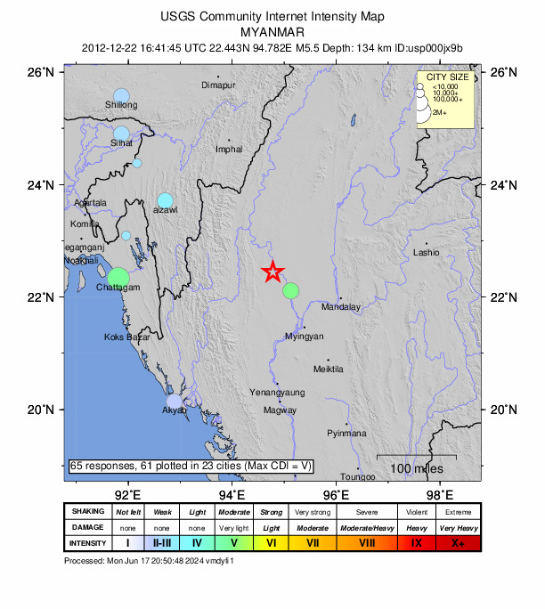 Did You Feel It? map: shaking reported by the public