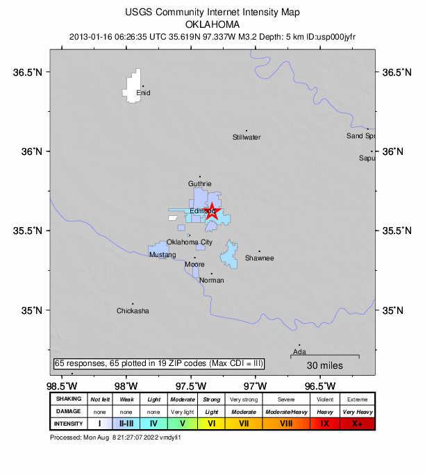 Did You Feel It? map: shaking reported by the public